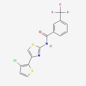 molecular formula C15H8ClF3N2OS2 B2800473 N-(4-(3-Chloro-2-thienyl)-1,3-thiazol-2-yl)-3-(trifluoromethyl)benzenecarboxamide CAS No. 478260-67-2