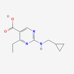 molecular formula C11H15N3O2 B2800475 2-((Cyclopropylmethyl)amino)-4-ethylpyrimidine-5-carboxylic acid CAS No. 1421533-07-4