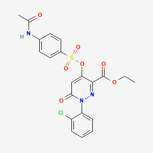 molecular formula C21H18ClN3O7S B2800482 Ethyl 4-(((4-acetamidophenyl)sulfonyl)oxy)-1-(2-chlorophenyl)-6-oxo-1,6-dihydropyridazine-3-carboxylate CAS No. 899991-70-9