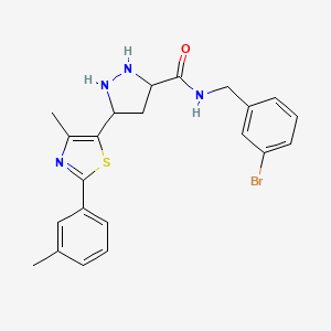 molecular formula C22H19BrN4OS B2800487 N-[(3-bromophenyl)methyl]-3-[4-methyl-2-(3-methylphenyl)-1,3-thiazol-5-yl]-1H-pyrazole-5-carboxamide CAS No. 1296891-51-4