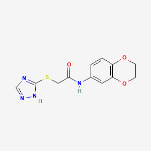 molecular formula C12H12N4O3S B2800488 N-(2,3-dihydro-1,4-benzodioxin-6-yl)-2-(1H-1,2,4-triazol-3-ylthio)acetamide CAS No. 452951-67-6