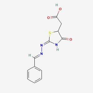 2-((E)-2-((E)-benzylidenehydrazono)-4-oxothiazolidin-5-yl)acetic acid