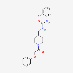 molecular formula C21H24FN3O3 B2800518 1-(2-氟苯基)-3-((1-(2-苯氧乙酰)哌啶-4-基甲基)脲 CAS No. 1235665-93-6