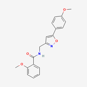 molecular formula C19H18N2O4 B2800526 2-methoxy-N-((5-(4-methoxyphenyl)isoxazol-3-yl)methyl)benzamide CAS No. 953209-05-7