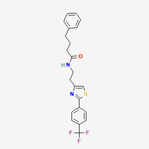 molecular formula C22H21F3N2OS B2800528 4-苯基-N-(2-(2-(4-(三氟甲基)苯基)噻唑-4-基)乙基)丁酰胺 CAS No. 896375-45-4