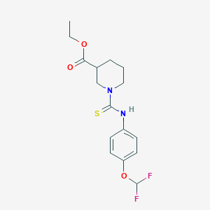 molecular formula C16H20F2N2O3S B2800535 Ethyl 1-((4-(difluoromethoxy)phenyl)carbamothioyl)piperidine-3-carboxylate CAS No. 398996-20-8