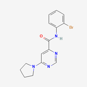 molecular formula C15H15BrN4O B2800544 N-(2-溴苯基)-6-(吡咯啉-1-基)嘧啶-4-甲酸酰胺 CAS No. 1905826-19-8