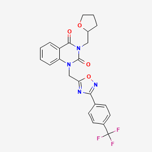 molecular formula C23H19F3N4O4 B2800550 3-((tetrahydrofuran-2-yl)methyl)-1-((3-(4-(trifluoromethyl)phenyl)-1,2,4-oxadiazol-5-yl)methyl)quinazoline-2,4(1H,3H)-dione CAS No. 1105240-39-8