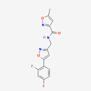 molecular formula C15H11F2N3O3 B2800562 N-((5-(2,4-二氟苯基)异噁唑-3-基)甲基)-5-甲基异噁唑-3-甲酸酰胺 CAS No. 1210526-33-2