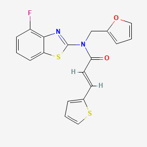 molecular formula C19H13FN2O2S2 B2800568 (E)-N-(4-氟苯并[d]噻唑-2-基)-N-(呋喃-2-基甲基)-3-(噻吩-2-基)丙烯酰胺 CAS No. 1007226-06-3