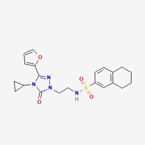 molecular formula C21H24N4O4S B2800570 N-(2-(4-cyclopropyl-3-(furan-2-yl)-5-oxo-4,5-dihydro-1H-1,2,4-triazol-1-yl)ethyl)-5,6,7,8-tetrahydronaphthalene-2-sulfonamide CAS No. 1797288-44-8