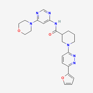 molecular formula C22H25N7O3 B2800574 1-(6-(furan-2-yl)pyridazin-3-yl)-N-(6-morpholinopyrimidin-4-yl)piperidine-3-carboxamide CAS No. 1396855-91-6