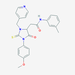 molecular formula C25H24N4O3S B280058 2-[1-(4-methoxyphenyl)-5-oxo-3-(4-pyridinylmethyl)-2-thioxo-4-imidazolidinyl]-N-(3-methylphenyl)acetamide 
