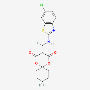 molecular formula C17H15ClN2O4S B2800585 3-(((6-氯苯并[d]噻唑-2-基)氨基)甲亚甲基)-1,5-二氧杂螺[5.5]十一烷-2,4-二酮 CAS No. 1105242-52-1