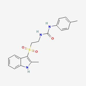 molecular formula C19H21N3O3S B2800597 1-(2-((2-甲基-1H-吲哚-3-基)磺酰)乙基)-3-(对甲苯基)脲 CAS No. 946291-24-3
