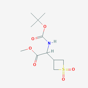 molecular formula C11H19NO6S B2800598 Methyl 2-(tert-butoxycarbonylamino)-2-(1,1-dioxothietan-3-yl)acetate CAS No. 2279126-47-3