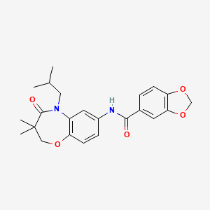N-(5-isobutyl-3,3-dimethyl-4-oxo-2,3,4,5-tetrahydrobenzo[b][1,4]oxazepin-7-yl)benzo[d][1,3]dioxole-5-carboxamide
