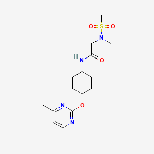 molecular formula C16H26N4O4S B2800615 N-((1r,4r)-4-((4,6-dimethylpyrimidin-2-yl)oxy)cyclohexyl)-2-(N-methylmethylsulfonamido)acetamide CAS No. 2034402-27-0