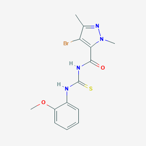 molecular formula C14H15BrN4O2S B280063 4-bromo-N-[(2-methoxyphenyl)carbamothioyl]-1,3-dimethyl-1H-pyrazole-5-carboxamide 
