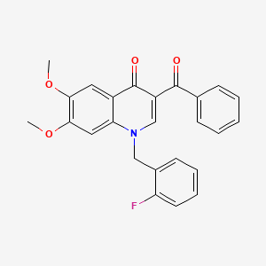 molecular formula C25H20FNO4 B2800632 3-Benzoyl-1-[(2-fluorophenyl)methyl]-6,7-dimethoxy-1,4-dihydroquinolin-4-one CAS No. 866589-52-8