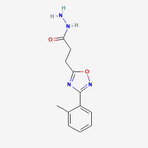 molecular formula C12H14N4O2 B2800641 3-[3-(2-Methylphenyl)-1,2,4-oxadiazol-5-yl]propanehydrazide CAS No. 1351398-92-9