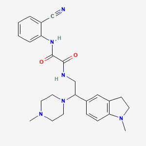 molecular formula C25H30N6O2 B2800644 N1-(2-cyanophenyl)-N2-(2-(1-methylindolin-5-yl)-2-(4-methylpiperazin-1-yl)ethyl)oxalamide CAS No. 922068-30-2