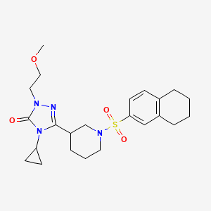 molecular formula C23H32N4O4S B2800646 4-cyclopropyl-1-(2-methoxyethyl)-3-(1-((5,6,7,8-tetrahydronaphthalen-2-yl)sulfonyl)piperidin-3-yl)-1H-1,2,4-triazol-5(4H)-one CAS No. 2177365-60-3
