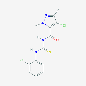 molecular formula C13H12Cl2N4OS B280065 4-chloro-N-[(2-chlorophenyl)carbamothioyl]-1,3-dimethyl-1H-pyrazole-5-carboxamide 