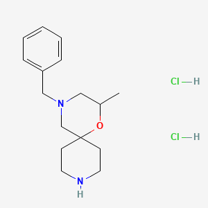 molecular formula C16H26Cl2N2O B2800656 4-Benzyl-2-methyl-1-oxa-4,9-diazaspiro[5.5]undecane dihydrochloride CAS No. 2138180-89-7