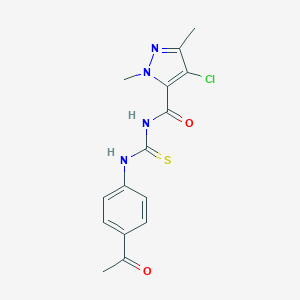 molecular formula C15H15ClN4O2S B280067 N-(4-acetylphenyl)-N'-[(4-chloro-1,3-dimethyl-1H-pyrazol-5-yl)carbonyl]thiourea 