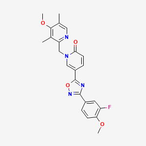 molecular formula C23H21FN4O4 B2800672 5-(3-(3-fluoro-4-methoxyphenyl)-1,2,4-oxadiazol-5-yl)-1-((4-methoxy-3,5-dimethylpyridin-2-yl)methyl)pyridin-2(1H)-one CAS No. 1396858-48-2