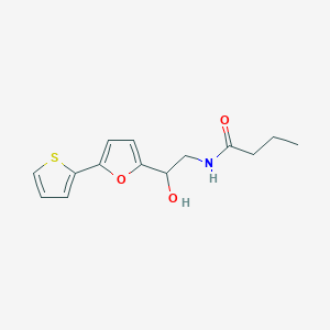 molecular formula C14H17NO3S B2800675 N-[2-Hydroxy-2-(5-thiophen-2-ylfuran-2-yl)ethyl]butanamide CAS No. 2309259-23-0
