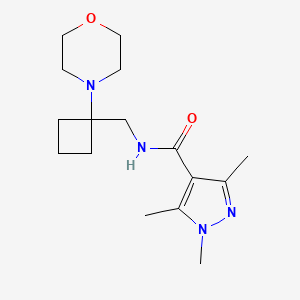 molecular formula C16H26N4O2 B2800678 1,3,5-Trimethyl-N-[(1-morpholin-4-ylcyclobutyl)methyl]pyrazole-4-carboxamide CAS No. 2380095-80-5