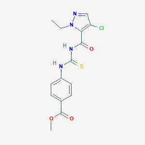 molecular formula C15H15ClN4O3S B280068 methyl 4-({[(4-chloro-1-ethyl-1H-pyrazol-5-yl)carbonyl]carbamothioyl}amino)benzoate 