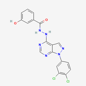 molecular formula C18H12Cl2N6O2 B2800686 N'-[1-(3,4-dichlorophenyl)-1H-pyrazolo[3,4-d]pyrimidin-4-yl]-3-hydroxybenzohydrazide CAS No. 881082-82-2