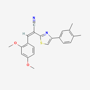 molecular formula C22H20N2O2S B2800692 (Z)-3-(2,4-dimethoxyphenyl)-2-(4-(3,4-dimethylphenyl)thiazol-2-yl)acrylonitrile CAS No. 476671-63-3