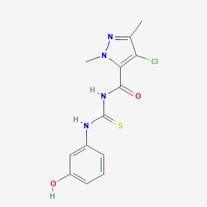 molecular formula C13H13ClN4O2S B280071 4-chloro-N-[(3-hydroxyphenyl)carbamothioyl]-1,3-dimethyl-1H-pyrazole-5-carboxamide 