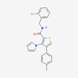 molecular formula C23H19ClN2OS B2800711 N-(2-氯苯甲基)-4-(4-甲基苯基)-3-(1H-吡咯-1-基)噻吩-2-甲酰胺 CAS No. 1291832-11-5