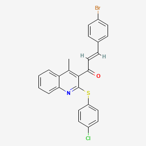molecular formula C25H17BrClNOS B2800718 (E)-3-(4-溴苯基)-1-[2-(4-氯苯基)硫代-4-甲基喹啉-3-基]丙-2-烯-1-酮 CAS No. 400074-44-4