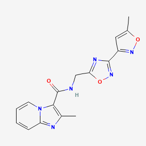 molecular formula C16H14N6O3 B2800738 2-甲基-N-((3-(5-甲基异噁唑-3-基)-1,2,4-噁二唑-5-基)甲基)咪唑并[1,2-a]吡啶-3-甲酰胺 CAS No. 2034505-31-0