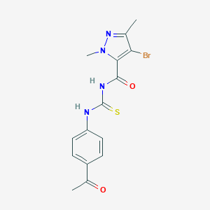 molecular formula C15H15BrN4O2S B280074 N-[(4-acetylphenyl)carbamothioyl]-4-bromo-1,3-dimethyl-1H-pyrazole-5-carboxamide 
