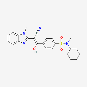 molecular formula C24H26N4O3S B2800751 (E)-4-(2-cyano-2-(1-methyl-1H-benzo[d]imidazol-2(3H)-ylidene)acetyl)-N-cyclohexyl-N-methylbenzenesulfonamide CAS No. 1321851-70-0
