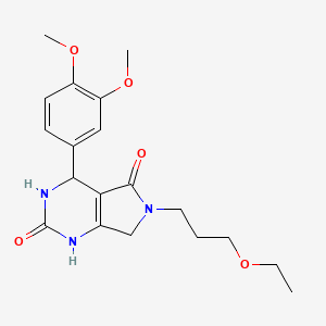 molecular formula C19H25N3O5 B2800757 4-(3,4-二甲氧基苯基)-6-(3-乙氧基丙基)-3,4,6,7-四氢-1H-吡咯并[3,4-d]嘧啶-2,5-二酮 CAS No. 1021025-00-2