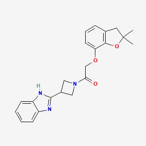 molecular formula C22H23N3O3 B2800769 1-(3-(1H-benzo[d]imidazol-2-yl)azetidin-1-yl)-2-((2,2-dimethyl-2,3-dihydrobenzofuran-7-yl)oxy)ethanone CAS No. 1334374-23-0
