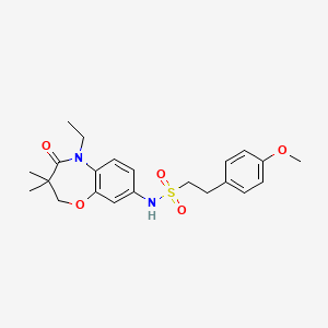 molecular formula C22H28N2O5S B2800776 N-(5-ethyl-3,3-dimethyl-4-oxo-2,3,4,5-tetrahydrobenzo[b][1,4]oxazepin-8-yl)-2-(4-methoxyphenyl)ethanesulfonamide CAS No. 922048-75-7