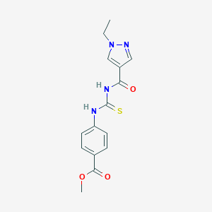 molecular formula C15H16N4O3S B280078 methyl 4-({[(1-ethyl-1H-pyrazol-4-yl)carbonyl]carbamothioyl}amino)benzoate 