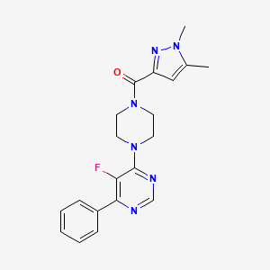 B2800804 (1,5-Dimethylpyrazol-3-yl)-[4-(5-fluoro-6-phenylpyrimidin-4-yl)piperazin-1-yl]methanone CAS No. 2380033-08-7