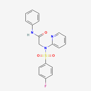 molecular formula C19H16FN3O3S B2800813 2-[(4-fluorophenyl)sulfonyl-(2-pyridinyl)amino]-N-phenylacetamide CAS No. 337922-77-7