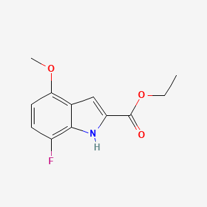 molecular formula C12H12FNO3 B2800819 乙酸乙酯 7-氟-4-甲氧基-1H-吲哚-2-羧酸酯 CAS No. 1197943-55-7