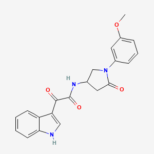 molecular formula C21H19N3O4 B2800823 2-(1H-indol-3-yl)-N-[1-(3-methoxyphenyl)-5-oxopyrrolidin-3-yl]-2-oxoacetamide CAS No. 896274-35-4
